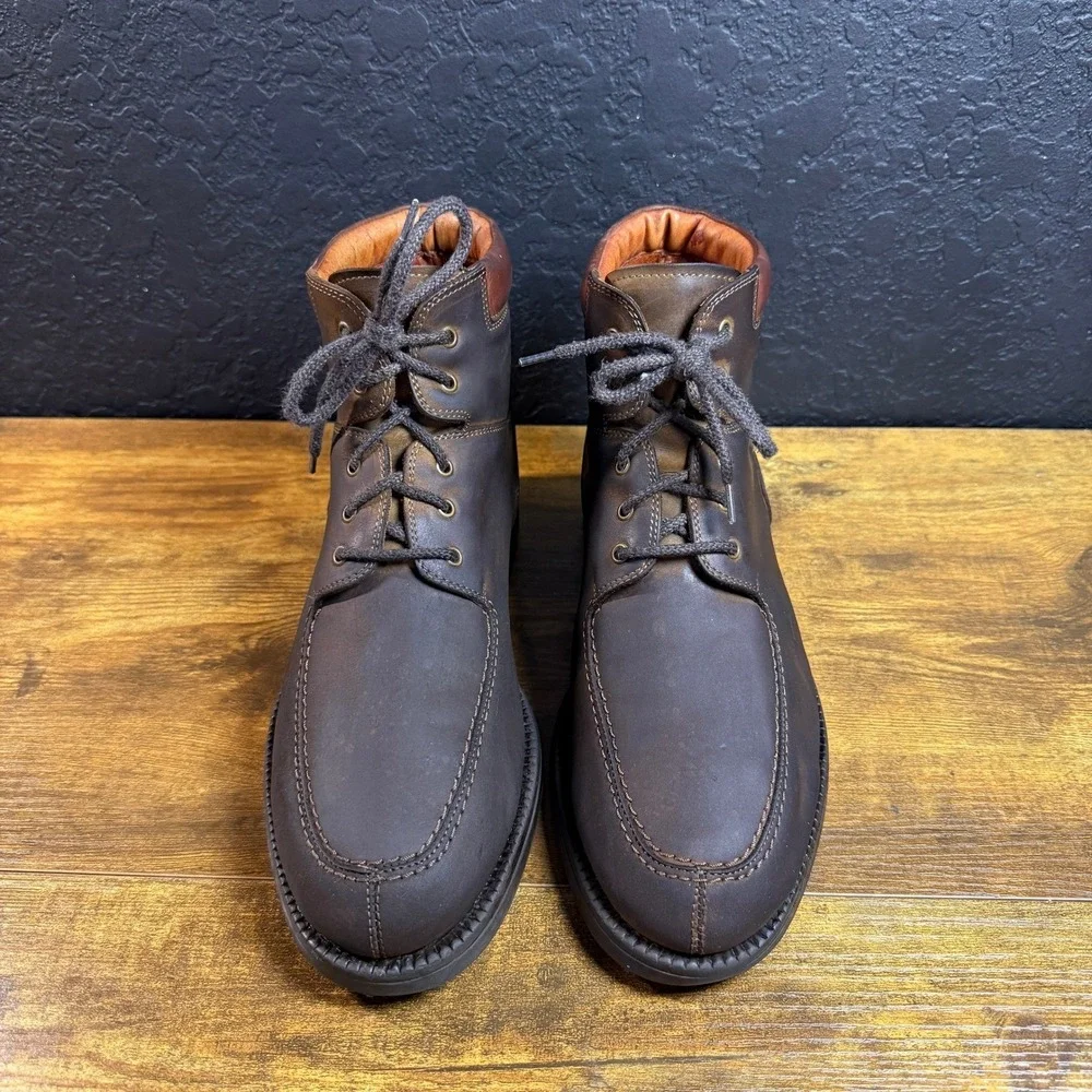 Johnston & Murphy Moc Toe‎ Brown Leather Ankle Boots Mens Size 9 EU 42